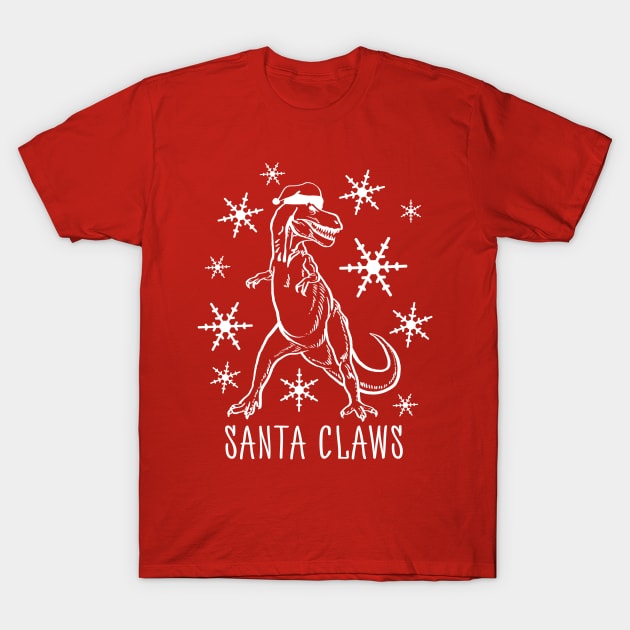 Santa Claws Shirt Funny Dino Christmas Tshirt TRex Holiday Gift Christmas Party Tee T-Shirt by NickDezArts